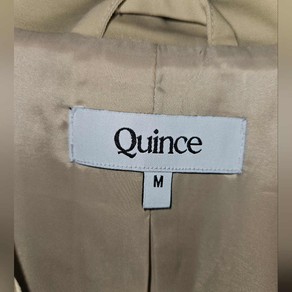 Quince Beige Double-Breasted Trench Coat, Size Medium - Picture 5 of 7